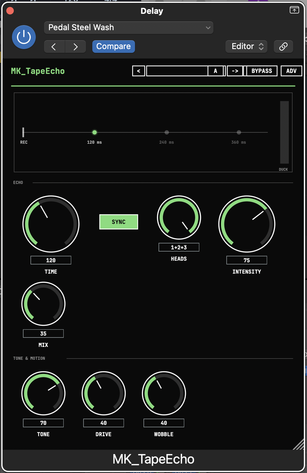 MK_TapeEcho — Pedal Steel Wash preset